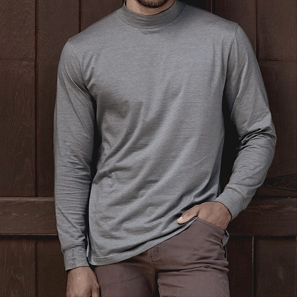 Columbia Men's Mockneck Gray Long Sleeve Pullover Shirt